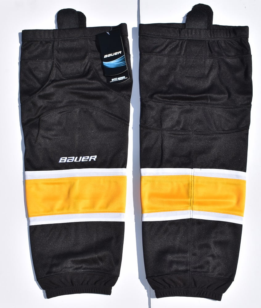 Bauer 800 Series Ice Hockey Sock, Black with White & Gold Stripes, Senior S-M by