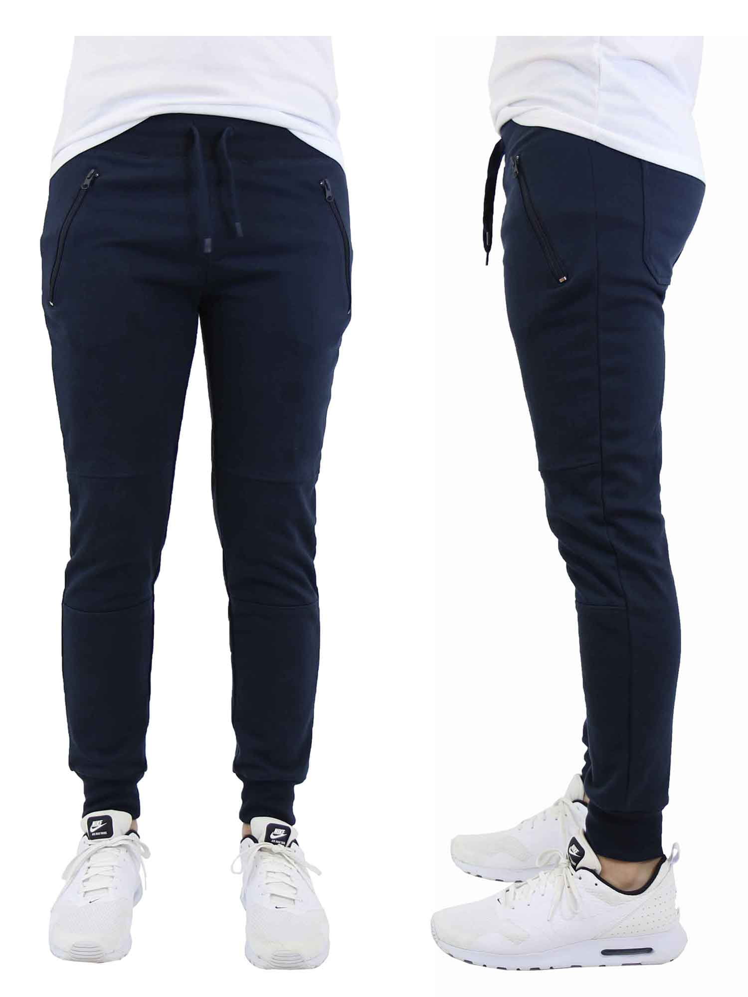 Mens French Terry Jogger Sweatpants With Zipper Pockets Marled Soft Knit Lounge