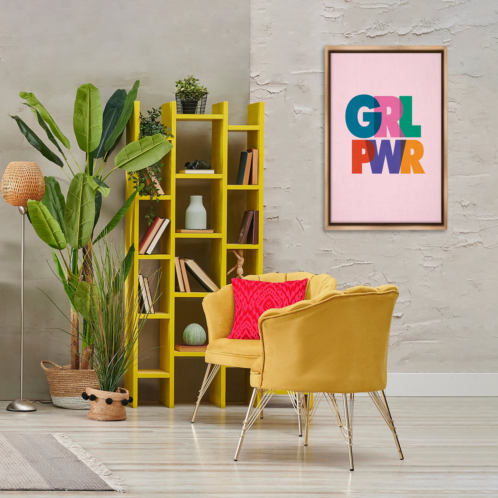 Stupell Industries Girl Power Pastel Text Text & Numbers Painting Brown Floater Framed Canvas Art Print Wall Art, 21 x 31