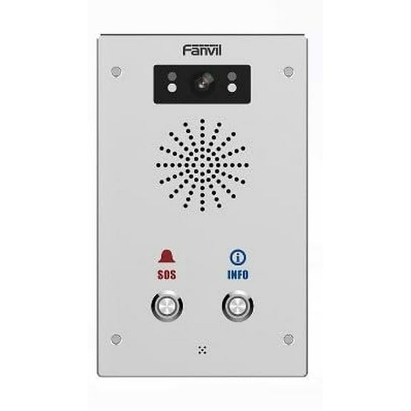 Fanvil i16SV-02P SIP Intercom Outdoor Security with HD Audio/Video, Infrared Night Vision, IP65 Waterproof, IK10 Anti-Collision, Built-in Camera, and Advanced Communication Features.