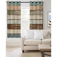 thumbnail image 2 of Farmhouse Teal Brown Blackout Curtains for Bedroom/Living Room, Thermal Insulated Kitchen Curtains, Country Ombre Wooden Grommet Darkening Window Treatment Drapes 52"x63"x2, 2 of 8
