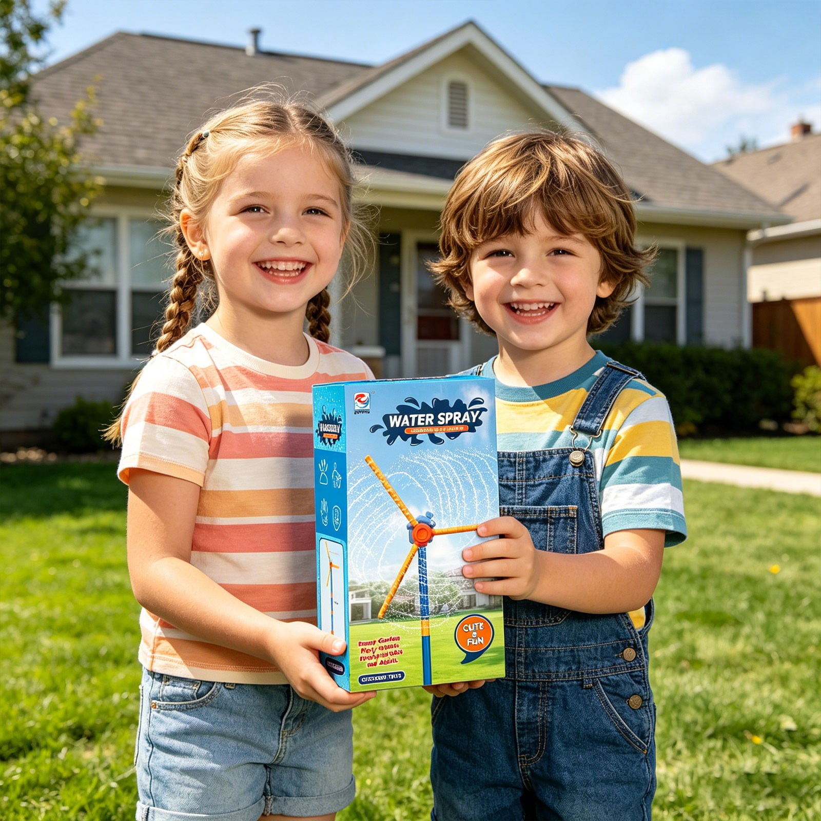 RUIG 59" Windmill Water Sprinkler for Kids Summer Toys, 360° Spinning Splash Water Toy, Outdoor Backyard Games Summer Fun for Boys Girls Dogs & Garden Watering