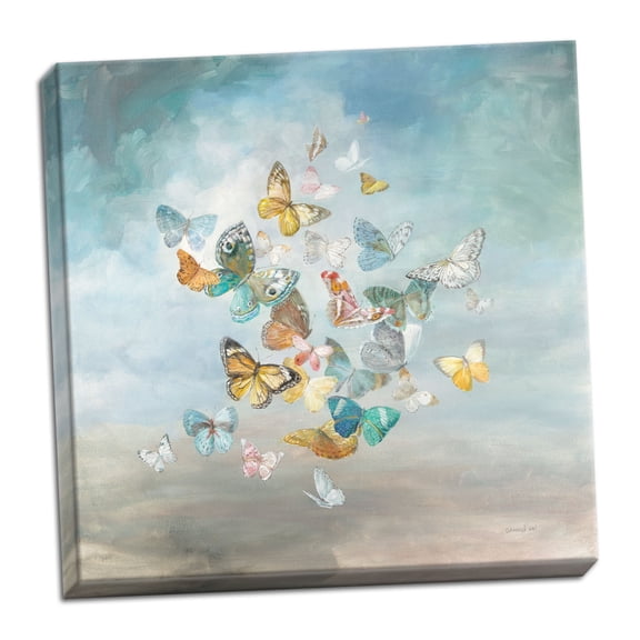 Gango Home Decor Contemporary Beautiful Butterflies by Danhui Nai (Ready to Hang); One 16x16in Hand-Stretched Canvas