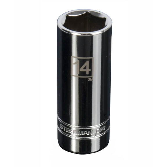 STEELMAN PRO 1/4-Inch Drive x 14mm Deep Well 6-Point Socket, 78522