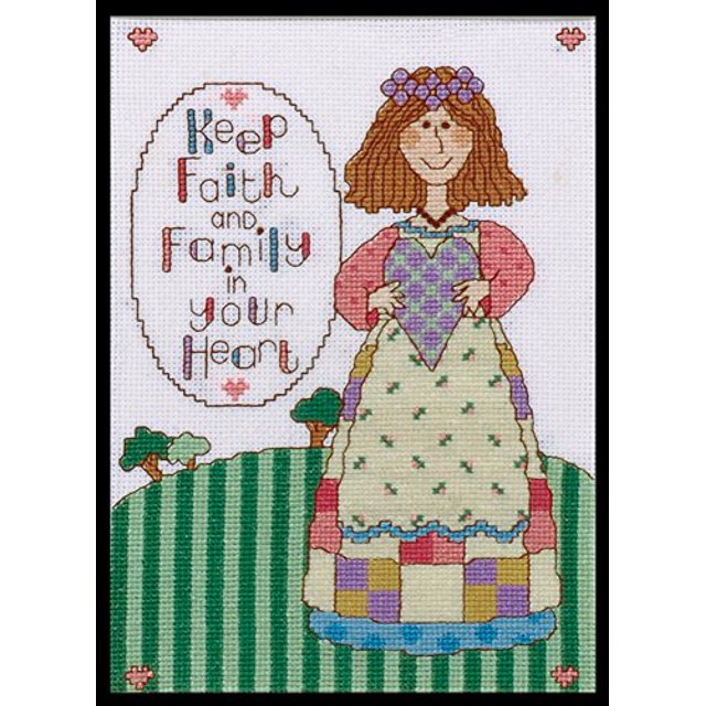 Tobin 14 Count Keep Faith Counted Cross Stitch Kit, 5 by 7-Inch