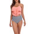 thumbnail image 1 of IDALL Tankini Swimsuits Bathing Suit Ladies' Solid Color Paneled Printed Ruffled Swimsuit Swimsuit Set Swim Suits for Women 2024 Womens Swimsuits Pink S, 1 of 7