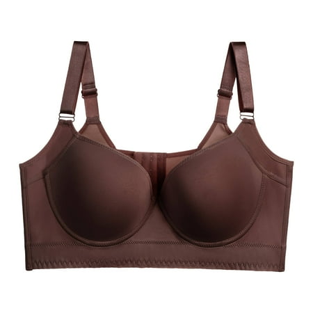Clearance!Uooqdmx Bras for Women Push Up Bra Shapedly Bra Shapedly Back Smoothing Bra Hide Back Full Back Coverage Deep Cup Bra Women s Lingerie  Sleep & Lounge Brown 44F