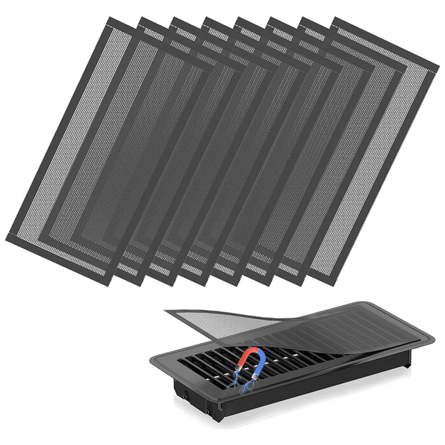4 X 10inch Floor Vent Covers, Strong Magnetic Vent Mesh Air Vent Filters PVC Floor Register Vent Screens for Home, 8PCS