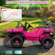 VIBESPARK 12V Ride on Toys for Toddlers Ride on Cars with Remote Control, Electric Ride on Truck Car w/ Bluetooth, Music, Stories, Battery Indicator, Volume Adjustment, Breathing Light, Pink