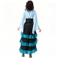 thumbnail image 3 of Corset Waist Pirate Gown, Steampunk Renaissance Pirate Costume Outfit, Bell Long Sleeve Blouse High Low Ruffle Corset Skirt, Gothic Medieval Pirate Cosplay Dress for Halloween Party, Blue M, 3 of 4