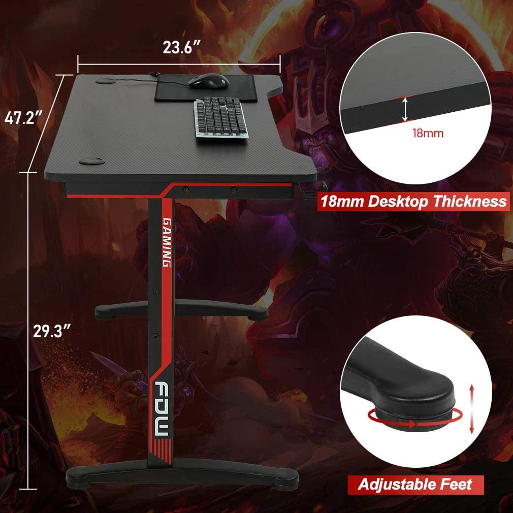 BestOffice Gaming Desk Computer Desk Home Office Desk with Cup Holder Headphone Hook