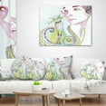 thumbnail image 4 of Designart Cute Girl with Cat - Abstract Portrait Throw Pillow - 18x18, 4 of 5