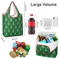 thumbnail image 3 of 5 Pack Foldable Shopping Bag,Green Christmas Tree Pattern Reusable Grocery Bags with Pockets,Large Reusable Tote Bags with Handles Waterproof & Lightweight, 3 of 6