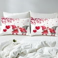 thumbnail image 4 of Valentines Day Duvet Cover King Romantic Gnome Bed Sets Couple Red Heart Tree Bedding Set Girly Kawaii Heart Pattern Comforter Cover Love Lollipop Quilt Cover Bedroom Decor 3 Pieces, 4 of 6