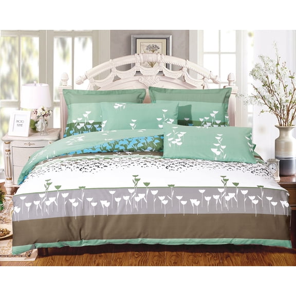Swanson Beddings Buttercups 5-Piece 100% Cotton Bedding Set: Duvet Cover, Two Pillowcases and Two Pillow Shams (Oversized King) (Comforter is NOT included)