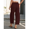 thumbnail image 7 of Chiclily Women's High Waisted Palazzo Pants Casual Loose Dark Brown Wide Leg Trousers with Pockets Drawstring Flowy Pants, Size XL, 7 of 7