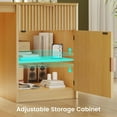thumbnail image 6 of 66" Fluted Home Office Desk with Storage, L Shaped Desk with Power Outlets & Monitor Stand, Wood Computer Desk with Drawers & Cabinet, Corner Desk with LED Lights for Bedroom, Natural, 6 of 9