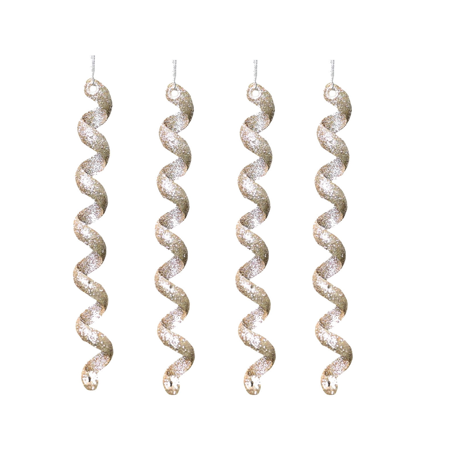 SLYNSHome 4Pcs Christmas Tree Twisted Icicle Ornament,7.8 Inch Xmas Icicle Hanging Set of 4pcs Glitter Icicle Pendant for Christmas Tree Holiday Party Wedding decoration (Rose Gold)