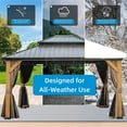 thumbnail image 4 of 12'x14' Hardtop Gazebo with Cedar Wood Frame, Outdoor Wood Gazebo with Galvanized Steel Double Roof, Permanent Metal Roof Gazebo with Curtains and Netting for Patio, Backyard and Lawn(Brown), 4 of 7