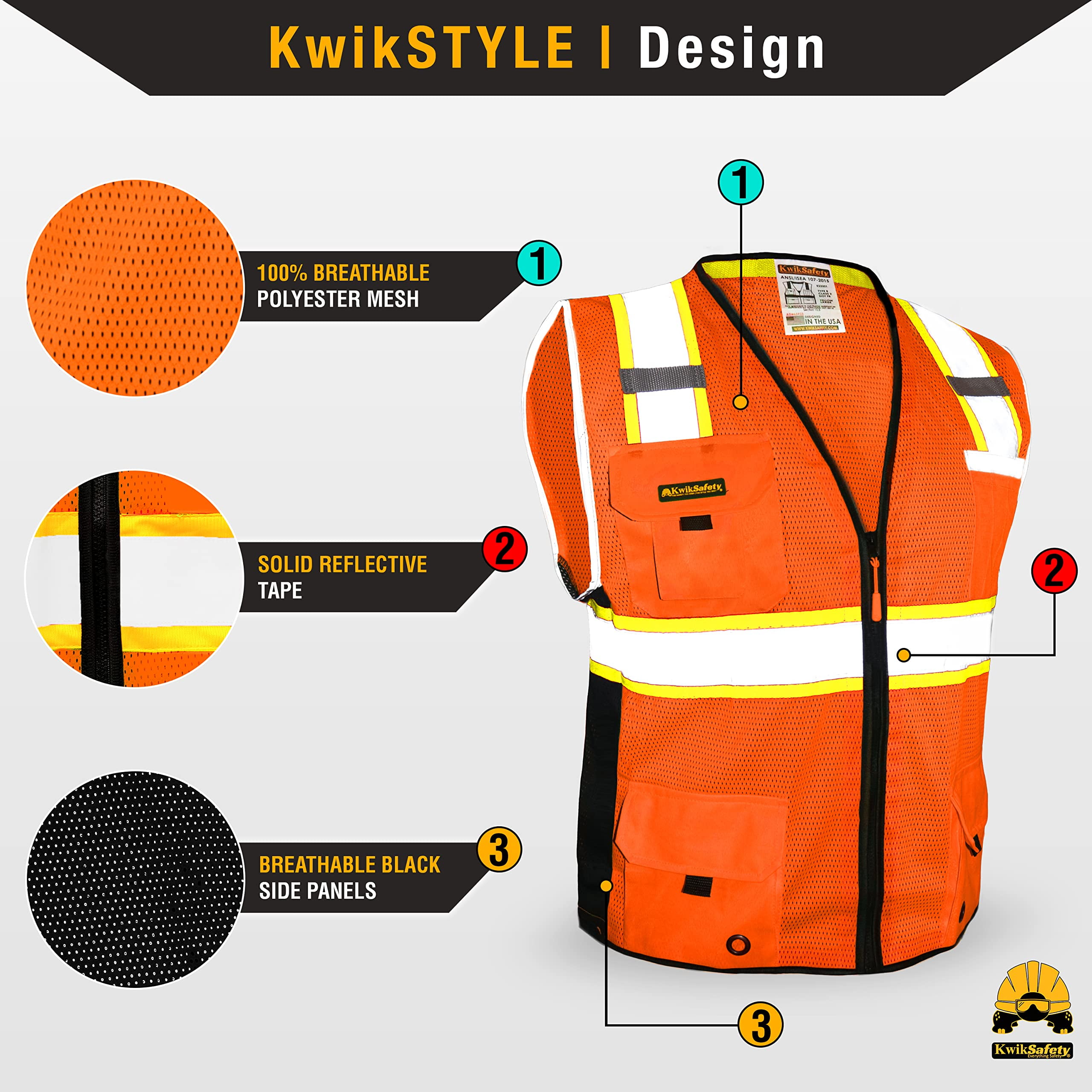 KwikSafety (Charlotte, NC) BIG KAHUNA Safety Vest (11 Pockets) ANSI ...