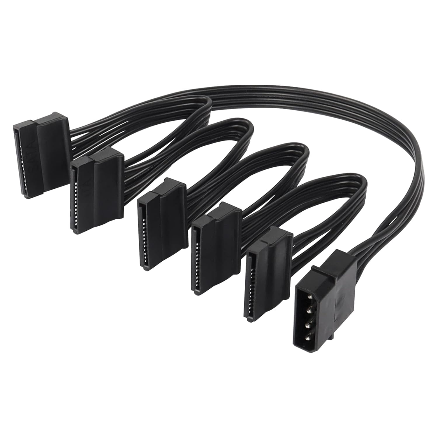 HRTGFD-IDE to SATA Power Splitter Cable, LP4 4 Pin Male to 5 SATA Female Power Extension Hard Drive Cable,for HDD SSD and Optical Drives 18AWG-24cm