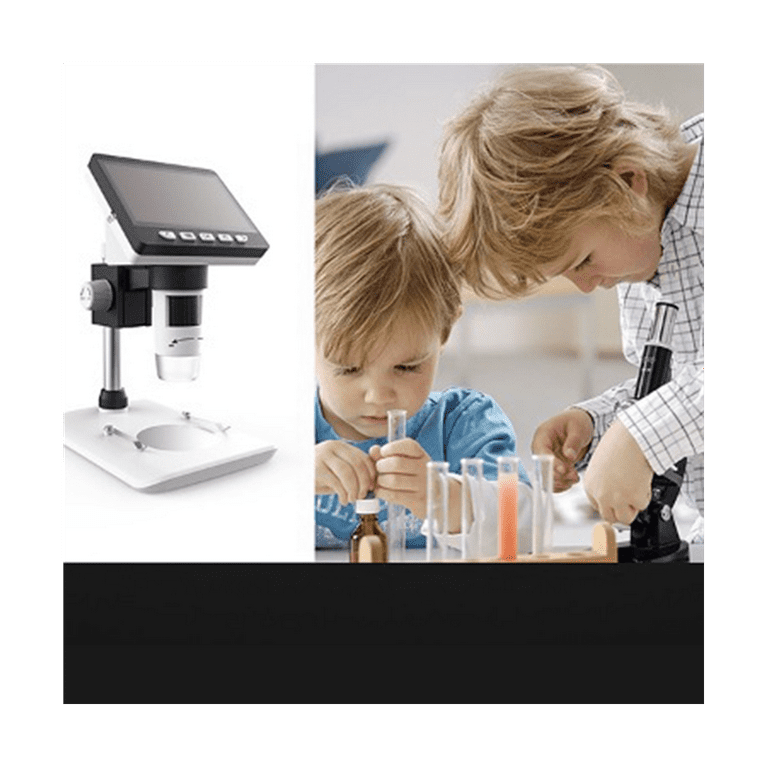TOMLOV DM04 9'' Coin Microscope 1300X, 16MP 1080P LCD Digital Microscope  with 10'' Long Stand, Rechargeable Light & Touch Button 