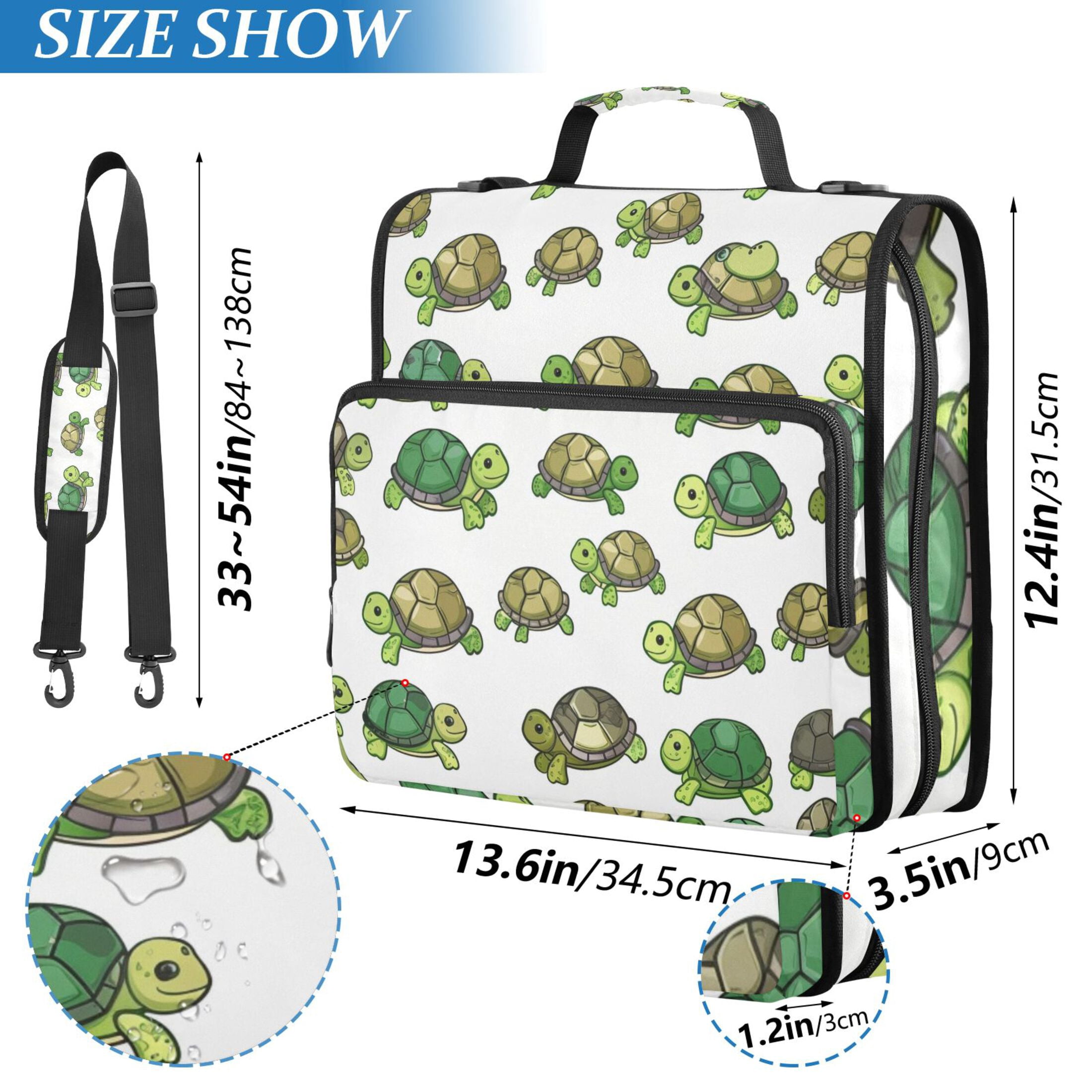 ALAZA Zipper Binder Cartoon Turtles 3 Ring Trapper Keeper File Folder Organizer Bag