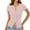 Pink, variant on HAiming Short Sleeve Tshorts for Women Slim Fitted Button down Strench V Neck Solid Color Casual Tops
