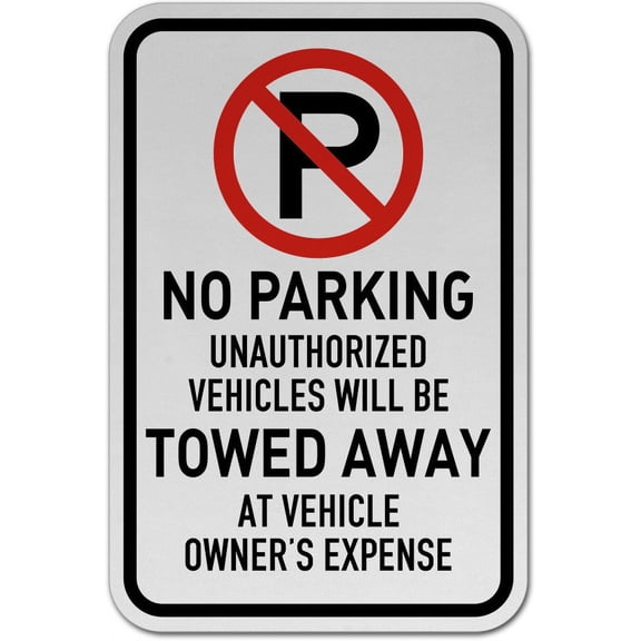 Vinyl Stickers - No Parking Vehicles Towed Away Sign F6 - Safety and Warning Warehouse Signs Stickers - 3.5" x 5" - 3 Pack