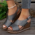 thumbnail image 5 of Ruyang Women's Casual Side Hollow Belt Buckle Slope Bottom Roman Shoes Summer Fashion Ladies Sandals Sandals for Women 2024, 5 of 9