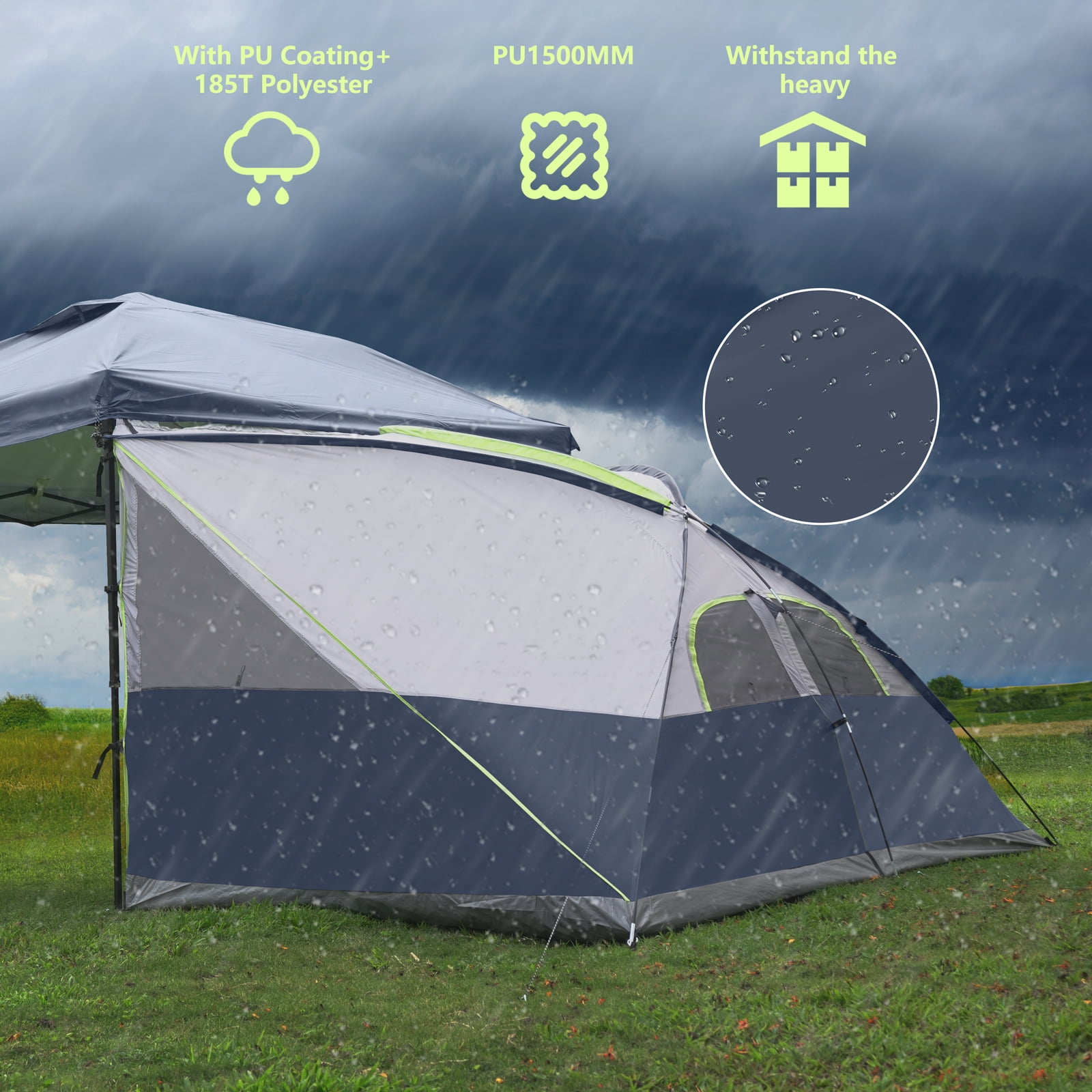 Camping Cube | Pop Up Canopy Side Tent for 10' x 10' Canopies Tent Easy Set Up Gazebo (Canopy/SHELTER NOT Included), Navy Blue
