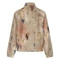 thumbnail image 6 of Jackets for Women Winter Coat Jackets Flannel Stand Collar Jacket(Abstract Geometric Beige Pattern,Size:S-4XL), 6 of 7