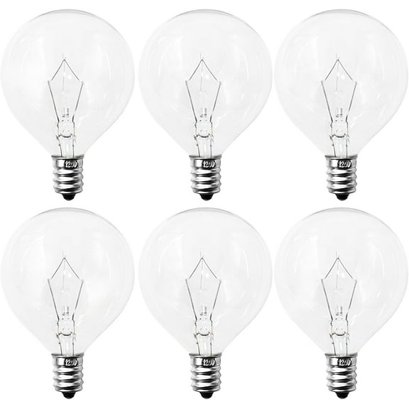 E12 Candelabra Base Round Bulbs,G50 Light Bulbs for Full Size Scentsy Warmer,Ceiling Fans With Lights,Chandelier,Decorative Vanity Lights,Sconce,120V 1/2 Bulb,2700K Warm White,6 Pack