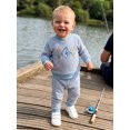 thumbnail image 4 of RUINIXCW Boy Fall Waffled Outfits Stripe Long Sleeve Sweatshirts Joggers Pants, 4 of 7