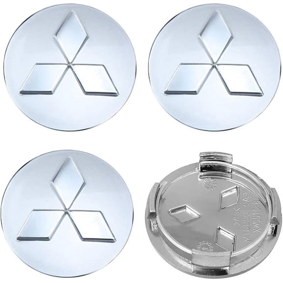 4PCS Wheel Center Caps for Mitsubishi Eclipse Galant Mirage Evolution Spyder Pajero Sport Endeavor, 60mm/2.36" Car Wheel Hub Caps ABS Rim Center Hub Cover (Silver)