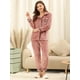 thumbnail image 3 of Conjuntos de pijama para mujer Allegra K Traje de noche suave con botones Pj rojo S, 3 of 6
