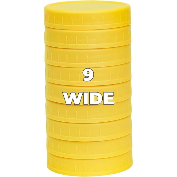 9 Wide Mouth Mason Jar Lids with Silicone Ring,Thickened Leak-proof Lids Fit Ball,Kerr and More, 9 Orange Plastic Lids, 86mm Plastic Mason Jar Lids(Orange)