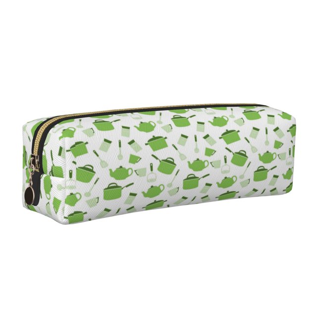 Disketp Kitchen Utensiles Cooking Pots Estuche de Lápices de Cuero con Cierre, Estuche Compacto para Papelería, Bolígrafos y Accesorios Pequeños