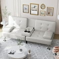 thumbnail image 2 of Furmax Futon Sofa Bed Convertible Folding Faux Leather Couch with 2 Cup Holders,White, 2 of 9