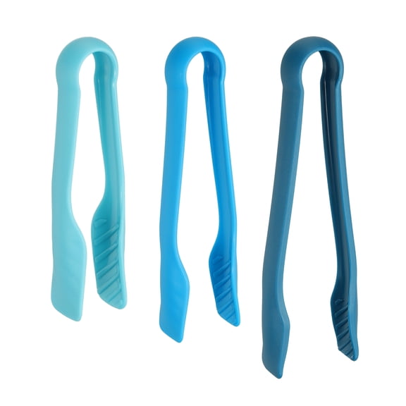 Uxcell 3 Pcs Plastic Serving Tongs Set, 6/8/10 Inch Heat Resistant Kitchen Utensils for Cooking and Baking, Blue