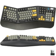 Delton KB450 Wireless Ergonomic Mechanical Keyboard With Cushioned Wrist Rest, Mechanical Full-Sized Keyboard, Rechargeable Keyboard With Multimedia Keys, Compatible With Windows, Android, iOS, Black