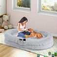 thumbnail image 4 of Gymax 68'' x 46'' x 10'' Human Dog Bed Orthopedic Dog Bed w/ Soft Blanket Grey, 4 of 10