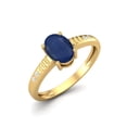thumbnail image 2 of 7X5mm Oval Shape Blue Sapphire 925 Sterling Silver Gold Vermeil Solitaire Women Valentines Day Gifts Ring, 2 of 3