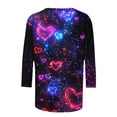 thumbnail image 4 of Craaazy Women's Casual Heart Prints Crewneck 3/4 Sleeve Loose Valentine Shirts for Her Gifts, 4 of 5