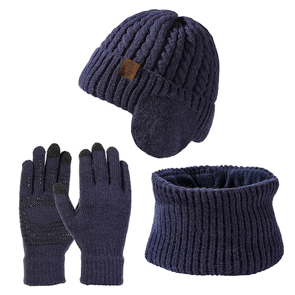 Scarf ,Hat,& Gloves Women's New Thickened Velvet Windproof Knitted Hat Neck Glove 3 Piece Set Hat Travel Case for Baseball Caps Unisex Winter Warm Bomber Hat Hats Scarves Gloves Winter Sets Women