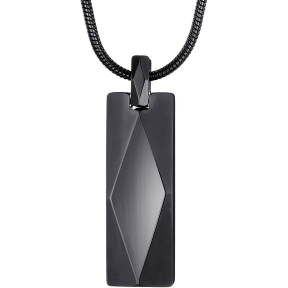 Tungsten Carbide Bar Pendant Necklace for Men Women Stainless Steel Snake Chain