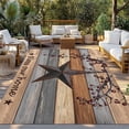 thumbnail image 2 of Texas Star Vintage Outdoor Rug for Patio/Deck/Porch, Non-Slip Large Area Rug 5 x 7 Ft, Berry Grey Blue Brown Wooden Indoor Outdoor Rugs Washable Area Rugs, Reversible Camping Rug Carpet Runner, 2 of 8