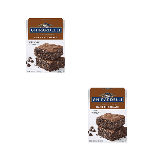 Ghirardelli Dark Chocolate Brownie Mix, 20 oz – pack of 2 - Dessert Baking Chips Fudge Cookie Mix Gourmet Treat