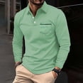 thumbnail image 2 of Beugl Mens Shirts Clearance, Men's Fashion Spring and Autumn Casual Long Sleeve Button Solid Color Long Sleeve T Shirt Top Golf Shirts for Men, Polo Shirts for Men Green M, 2 of 5