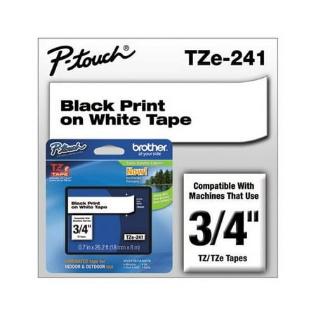 TZe Standard Adhesive Laminated Labeling Tape 0.7 x 26.2 ft Black on White